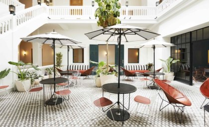 The interior courtyard of the American Trade Hotel in Panama City. Photo: Spencer Lowell.