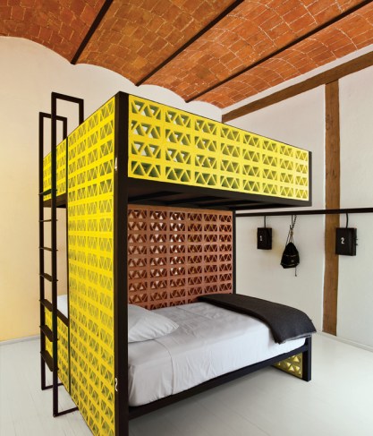 A bunkbed at Downtown Beds in central Mexico City.