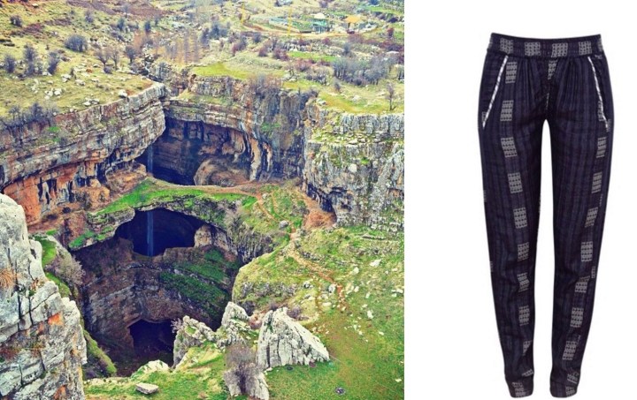 Baatara Gorge Waterfall in Tannourine, Lebanon paired with Ace & Jig Track Pants.