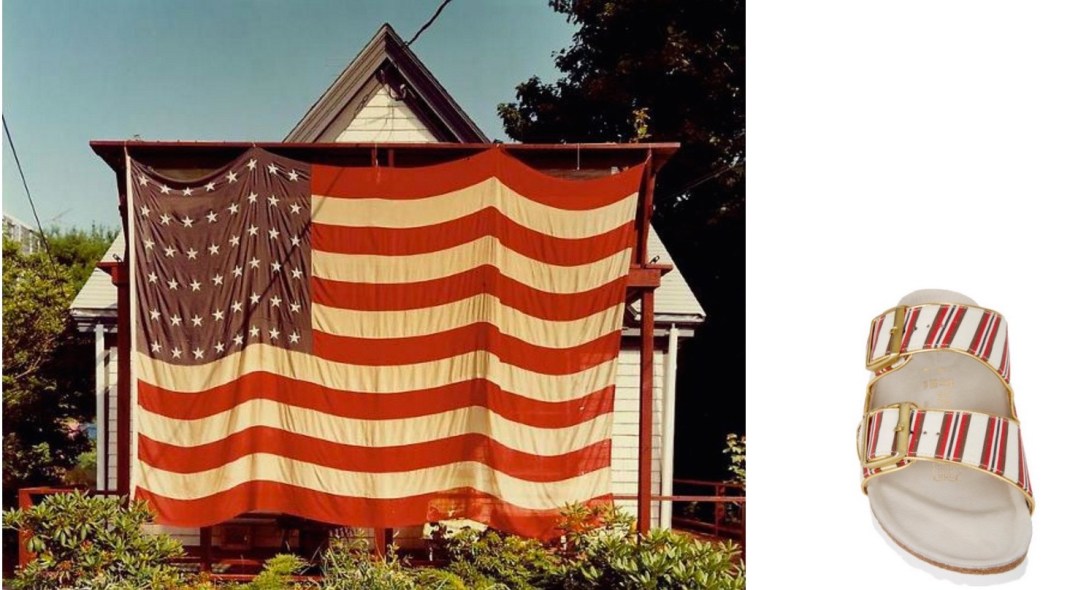 July 4th, Provincetown, MA 1983, by Joel Meyerowitz paired with Birkenstock Multi-Stripe Arizona Sandals.