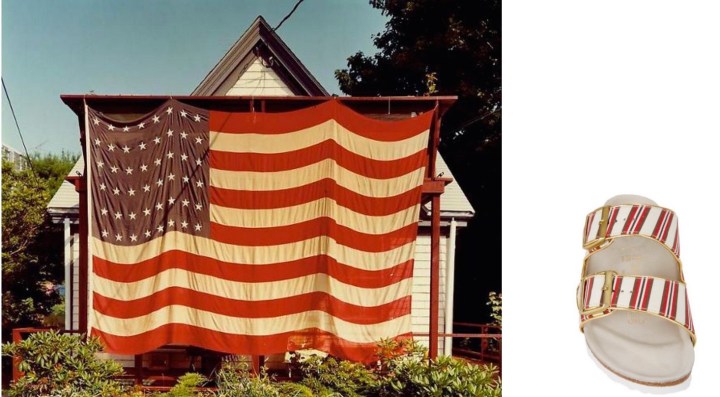 July 4th, Provincetown, MA 1983, by Joel Meyerowitz paired with Birkenstock Multi-Stripe Arizona Sandals.