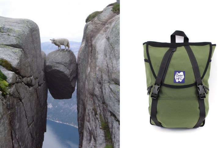 Kjeragbolten in Rogaland, Norway paired with Peters Mountain Works Ohayo Backpack. 