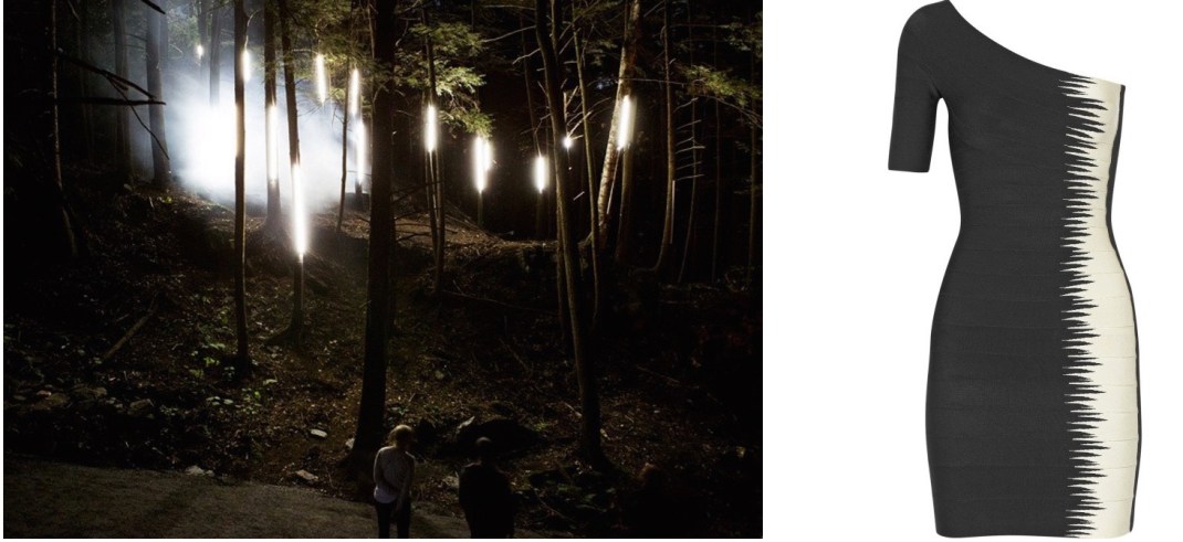 Foresta Lumina in Parc de la Gorge de Coaticook in Québec, Canada paired with Hervé Léger Cintia Dress.