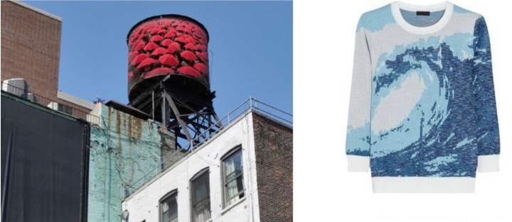 The Water Tank Project in New York City paired with J.Crew Wave-Intarsia Metallic Sweater.