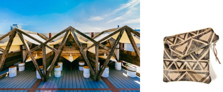 The Gorbals at Space Ninety 8 by Urban Outfitters in Williamsburg, BK paired with ARC of LA Large Triangles Hand-Painted Leather Pouch. 