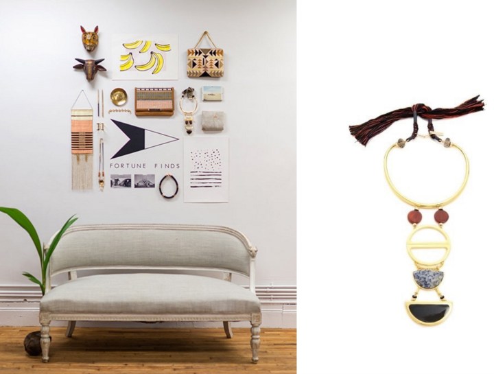 Fortune Finds Pop-Up Shop at 217 Centre Street in SoHo, NYC (Design*Sponge) paired with Lizzie Fortunato Objet d'Art Necklace. 