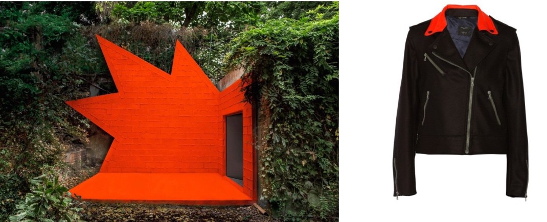 Didier Faustino's explosive entrance to his installation at the Villa Bloc in Paris (designboom) paired with Rag & Bone Bowery Jacket.