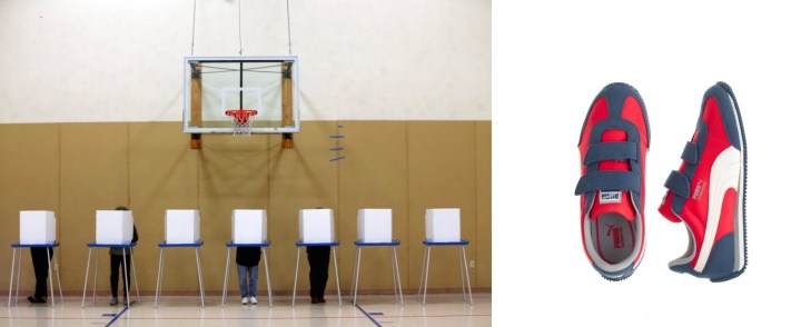 Voters at St. Sophia Greek Orthodox Church today in Albany, N.Y. (AP Photo/Mike Groll) paired with Kids' Puma for Crewcuts Whirlwind Sneakers. 