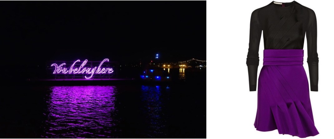 Tavares Strachan's "You Belong Here" is sailing down the Mississippi as part of New Orleans' Prospect.3 biennial paired with Antonio Berardi Pleated Mini Dress. 