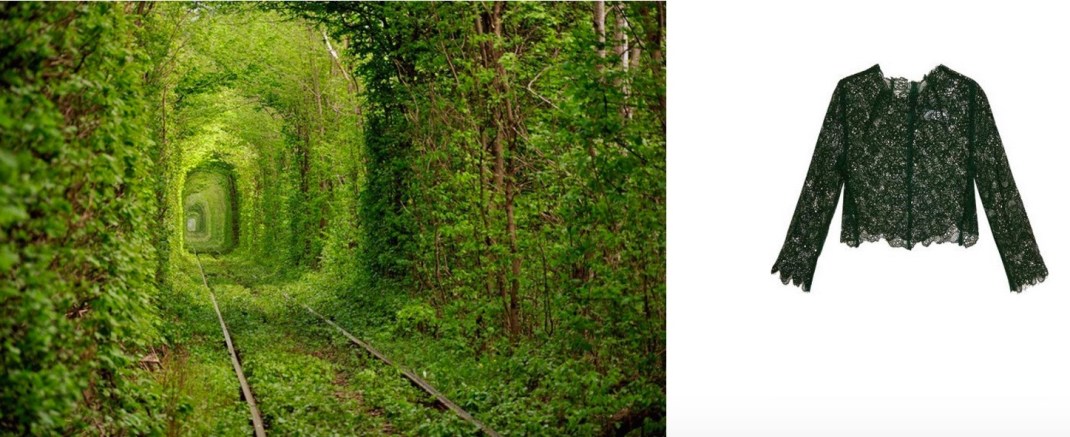 The Tunnel of Love in Klevan, Ukraine paired with Toga Floral Lace Cropped Top. 