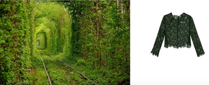The Tunnel of Love in Klevan, Ukraine paired with Toga Floral Lace Cropped Top. 