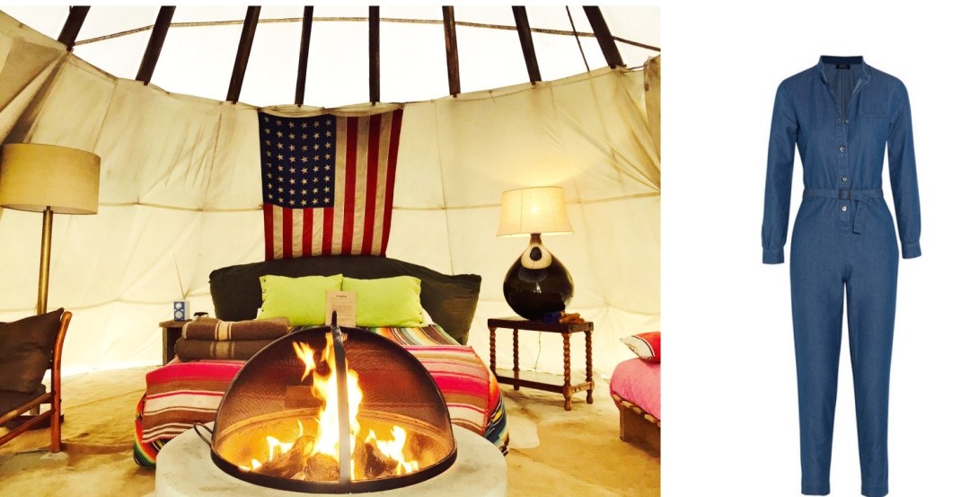 My Teepee at El Cosmico in Marfa, TX (my photo!) paired with A.P.C. Texas Jumpsuit.