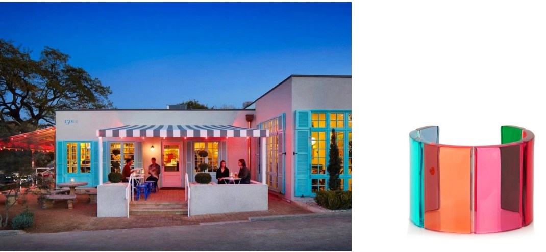 Elizabeth Street Café on South First in Austin, TX paired with Valentino Plexiglass Cuff.