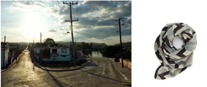 Dusk falls on Cárdenas, Cuba, as captured by Brooke, paired with Block Shop Diamondback Scarf. 