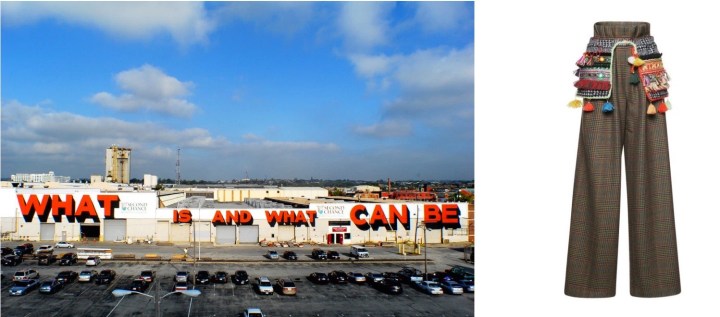 Part of Stephen Powers' "Love Letter to Baltimore," a series of large-scale murals in Baltimore, MD paired with Stella Jean Queens Trouser. 