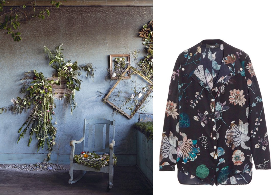 Flower House in Detroit (Photo by Heather Saunders) paired with Versus Floral Print Playsuit.