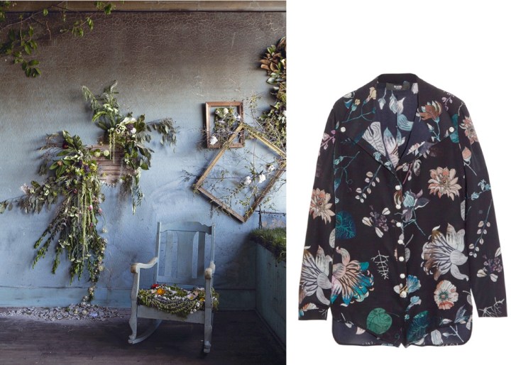 Flower House in Detroit (Photo by Heather Saunders) paired with Versus Floral Print Playsuit.