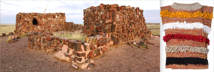 The Agate House in Petrified Forest National Park in northeastern Arizona paired with Vivienne Westwood Red Label's Knit Stripe Top.