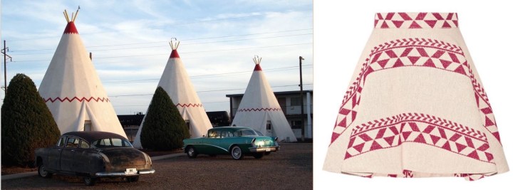 The Wigwam Motel in Holbrook, AZ paired with Maje's Jacky jacquard skirt.